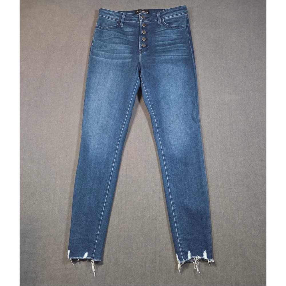 Just Black Denim Skinny Jeans Womens 29 Blue Raw Hem Button Fly BP318J